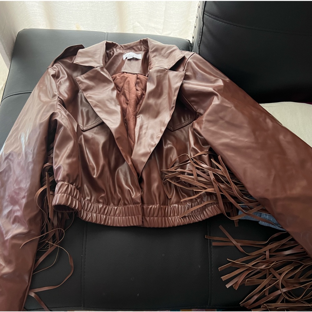Dolls kill pleather jacket brown